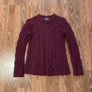 Merino Wool Irish Fisherman’s Sweater - Berry